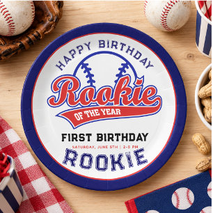 Rookie of the Year 1st birthday baseball Paper Plates