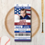 Rookie of the Year 1st Birthday Baseball Ticket Invitation<br><div class="desc">Introducing the perfect invitation for your little slugger's upcoming birthday party - the "Rookie of the Year" baseball ticket invitation! Get ready to hit a home run with this one-of-a-kind invite, designed to look just like a real baseball ticket. Featuring a classic red and white color scheme with bold black...</div>