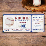 Rookie of the Year 1st Birthday Baseball Ticket Invitation<br><div class="desc">Introducing our "Rookie of the Year" 1st Birthday Invitation, designed to look like a ticket for a baseball game! This one-of-a-kind invitation will make your little one feel like a star player on their special day. Featuring a beautiful and unique design with a color scheme of blue, red, and white,...</div>