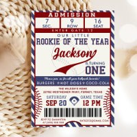 Rookie of the Year 1st Birthday Baseball Ticket