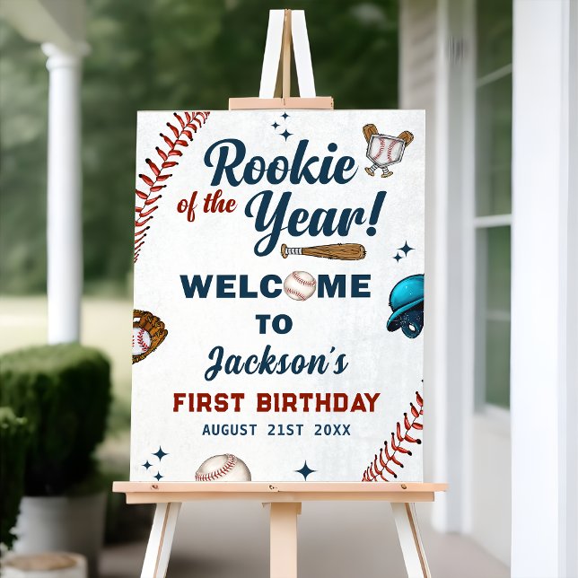 Rookie of the Year 1st Birthday Baseball Welcome Foam Board (Creator Uploaded)
