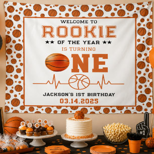Rookie of the Year 1st Birthday Basketball  Banner
