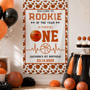 Rookie of the Year 1st Birthday Basketball Banner