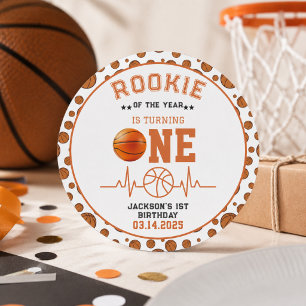 Rookie of the Year 1st Birthday Basketball  Classic Round Sticker