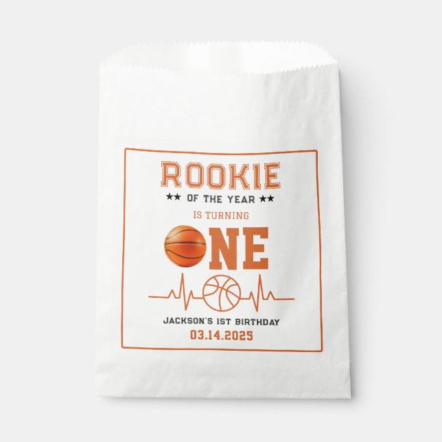 Rookie of the Year 1st Birthday Basketball  Favor Bag (Front)