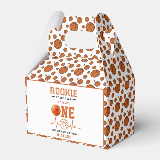 Rookie of the Year 1st Birthday Basketball  Favor Boxes (Front Side)