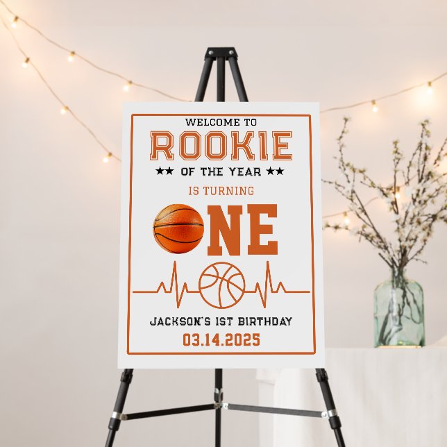 Rookie of the Year 1st Birthday Basketball  Foam Board (In Situ (Stand))