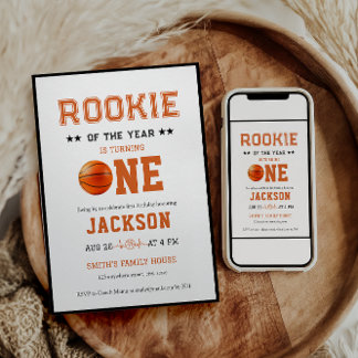 Rookie of the Year 1st Birthday Basketball Invitation