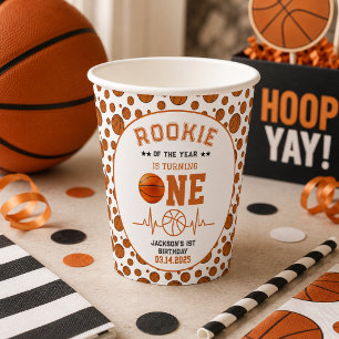 Rookie of the Year 1st Birthday Basketball  Paper Cups