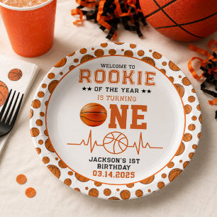 Rookie of the Year 1st Birthday Basketball  Paper Plates