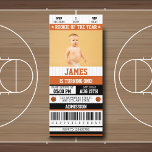 Rookie of the Year 1st Birthday Basketball Ticket Invitation<br><div class="desc">Celebrate your little one's first birthday in style with our basketball-themed invitation that looks like a ticket to the big game! With its eye-catching design and fun basketball details, this invitation is perfect for any little boy who loves the game. Designed to look like a real basketball ticket, the invitation...</div>