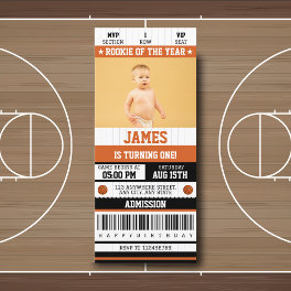 Rookie of the Year 1st Birthday Basketball Ticket Invitation