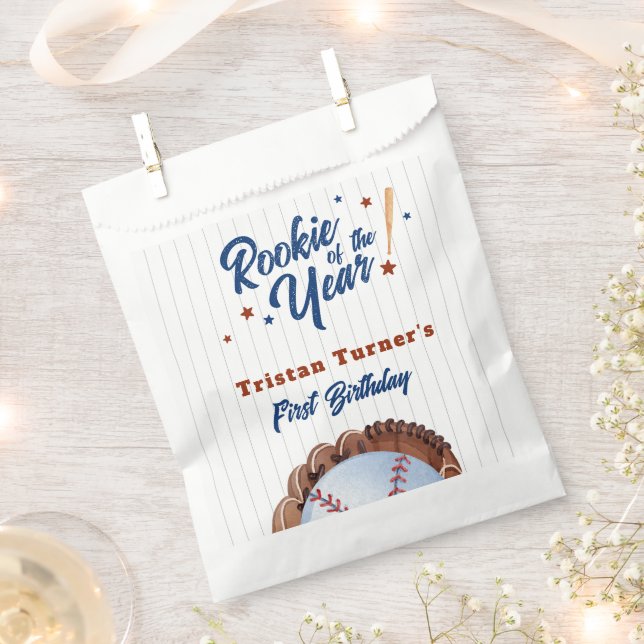 Rookie Of The Year 1st Birthday Favor Bags (Clipped)