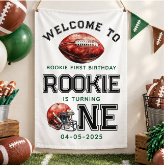 Rookie of the Year 1st birthday football Banner