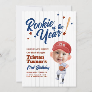 Rookie Of The Year 1st Birthday Invitation Photo