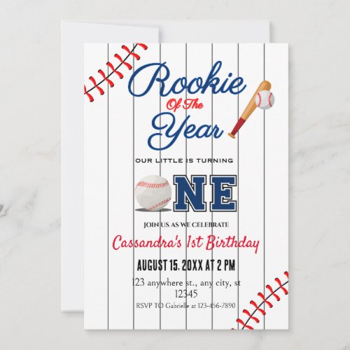 Rookie Of the Year 1st Birthday Party Invitation
