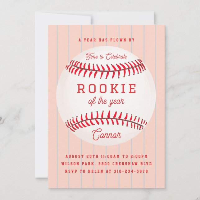 Rookie of the year 1st Birthday Party Invitation (Front)
