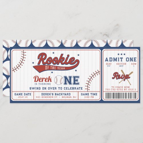 Rookie of the Year 1st Birthday Ticket Invitation