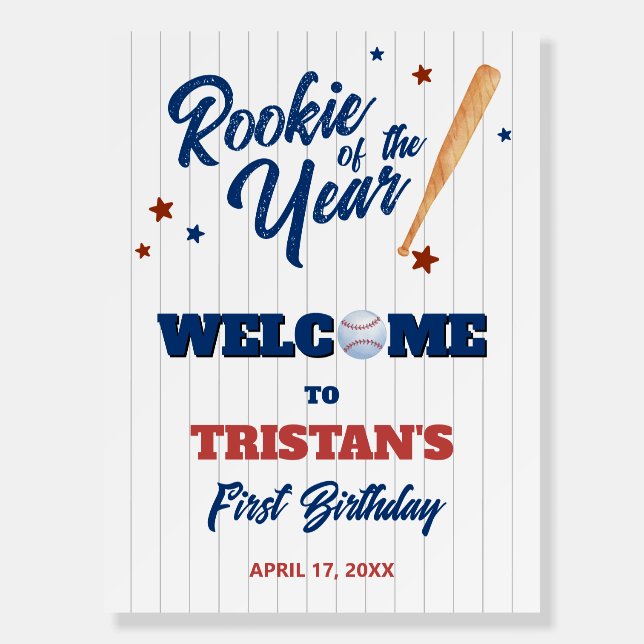 Rookie Of The Year 1st Birthday Welcome Sign (Front)