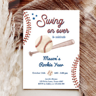 Rookie of The Year 1st Sport Boy Baseball Birthday Invitation