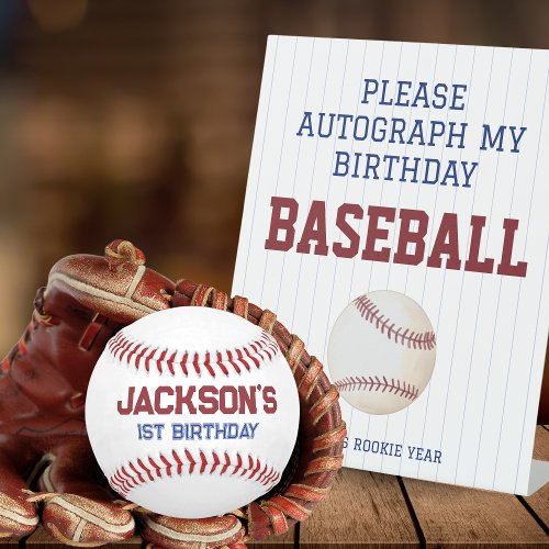 Rookie of the Year Autograph my Birthday Baseball  Pedestal Sign