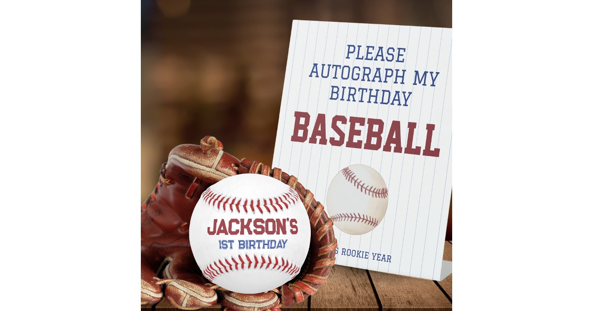 Rookie of the Year Autograph my Birthday Baseball Pedestal Sign | Zazzle