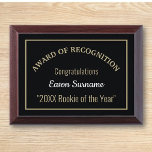 Rookie of the Year Award Plaque<br><div class="desc">Great gift for special newby</div>