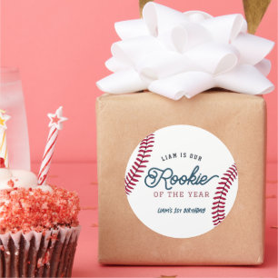 Rookie of the Year Baseball 1st Birthday Classic Round Sticker