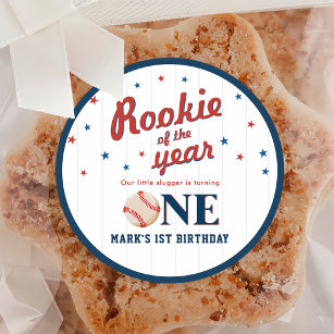 Rookie of the Year Baseball 1st Birthday Classic Round Sticker