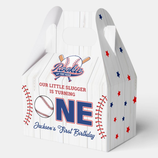 Rookie of the Year Baseball 1st Birthday Favor Boxes (Front)