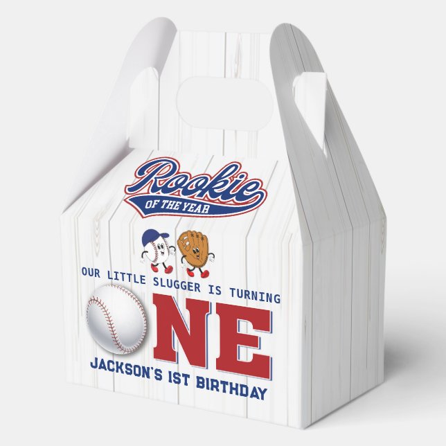 Rookie of the Year Baseball 1st Birthday Favor Boxes (Front)