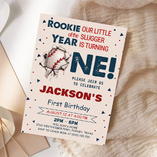 Rookie of the Year Baseball 1st Birthday Invitation
