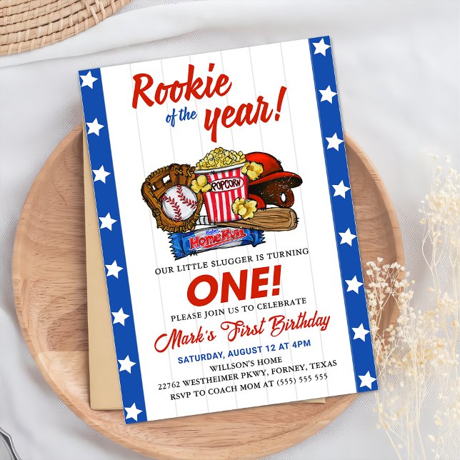 Rookie of the Year Baseball 1st Birthday Invitation (Creator Uploaded)