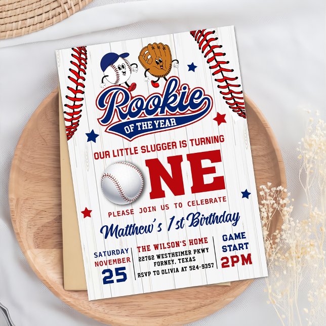 Rookie of the Year Baseball 1st Birthday Invitation (Creator Uploaded)
