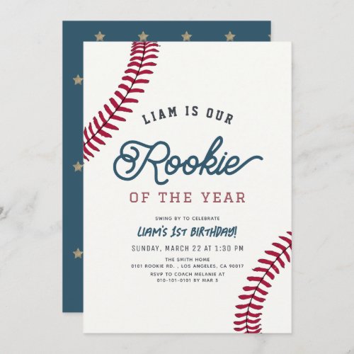 Rookie of the Year Baseball 1st Birthday Invitation