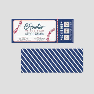 Rookie of the Year Baseball 1st Birthday Invite Raffle Tickets