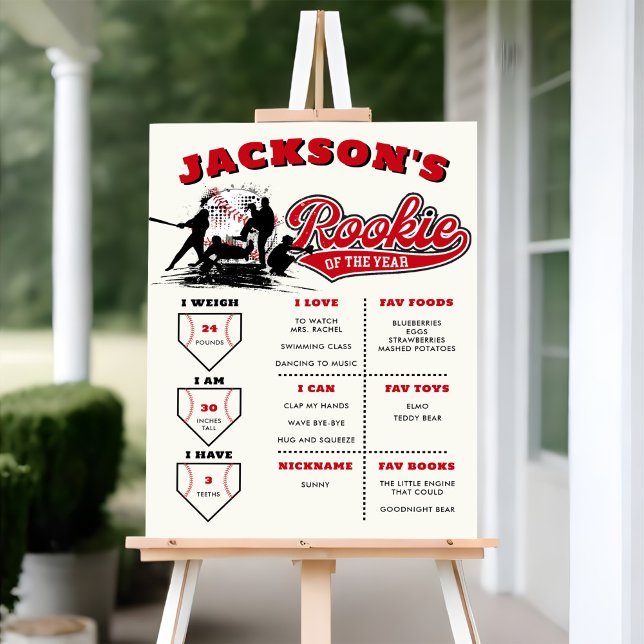 Rookie Of The Year Baseball 1st Birthday Milestone Foam Board (Creator Uploaded)