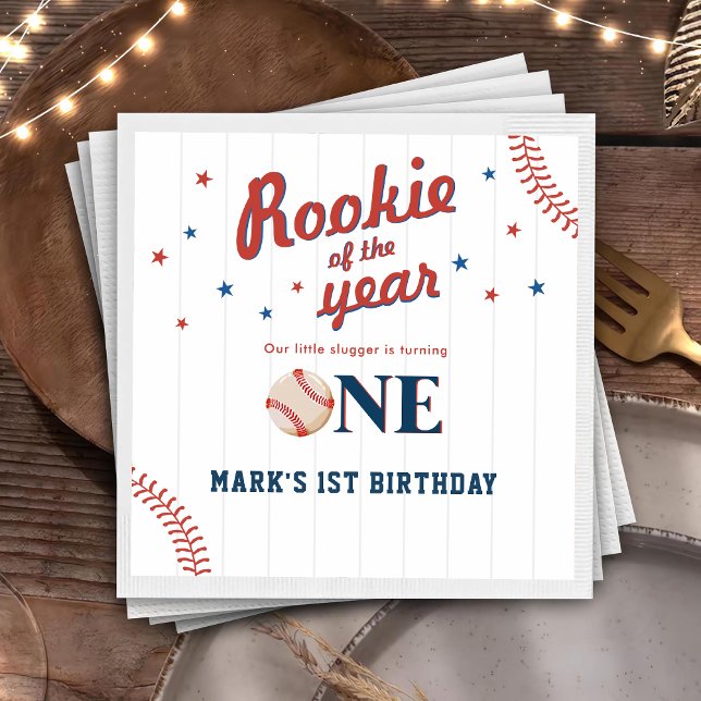 Rookie of the Year Baseball 1st Birthday Napkins (Creator Uploaded)