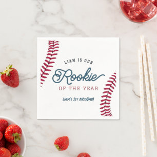 Rookie of the Year Baseball 1st Birthday Napkins