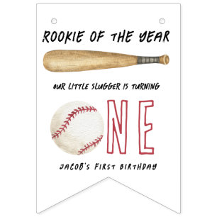 Rookie of the Year Baseball 1st Birthday Party Bunting Flags