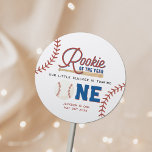 Rookie of the Year Baseball 1st Birthday Party Classic Round Sticker<br><div class="desc">Rookie of the Year Baseball 1st Birthday Party Classic Round Sticker</div>