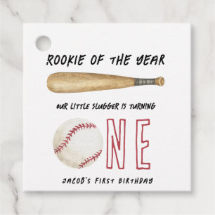 Rookie of the Year Baseball 1st Birthday Party Favor Tags