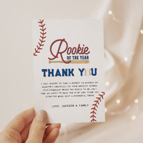 Rookie of the Year Baseball 1st Birthday Party Inv Thank You Card