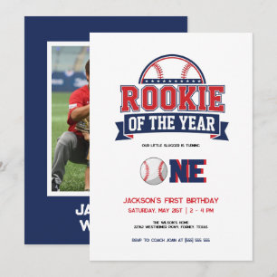 Rookie of the Year Baseball 1st Birthday Party Invitation