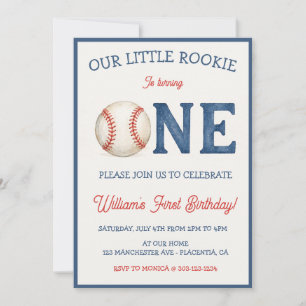 Rookie of the Year Baseball 1st Birthday Party Invitation