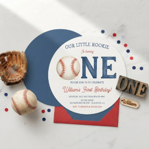Rookie of the Year Baseball 1st Birthday Party Invitation