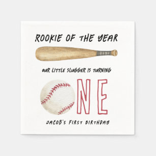 Rookie of the Year Baseball 1st Birthday Party Napkins