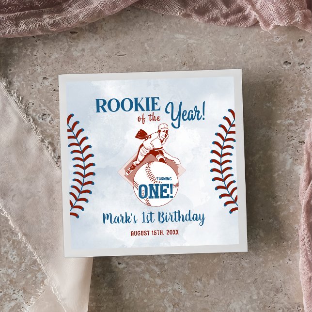 Rookie of the Year Baseball 1st Birthday Party Napkins (Creator Uploaded)
