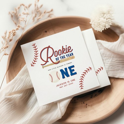 Rookie of the Year Baseball 1st Birthday Party Napkins