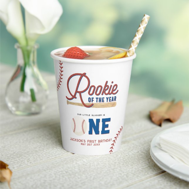 Rookie of the Year Baseball 1st Birthday Party Paper Cups (Insitu)